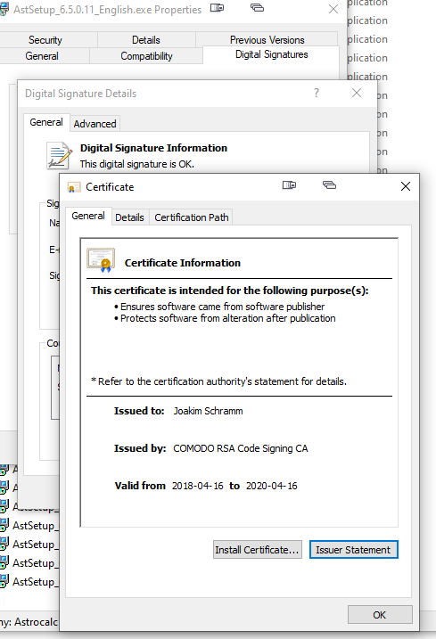 My personal digital certificate